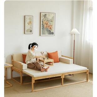 中式罗汉床床实新沙木推拉沙发床可折叠两用厂家直供小户型客厅伸