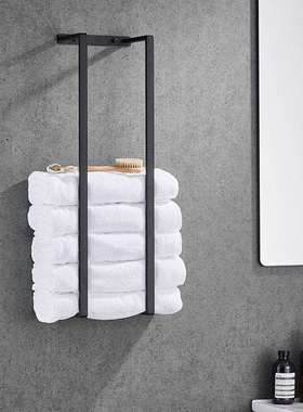 VOO不锈钢黑色毛巾架卫生间毛挂墙壁手巾巾浴收纳架储立式巾物架
