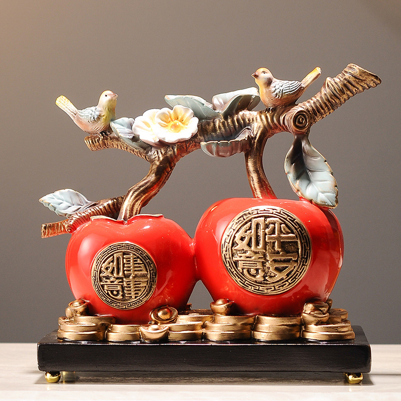 柿柿如意柿子平安喜乐摆件乔迁新居之喜客厅玄关酒柜电视柜装饰品