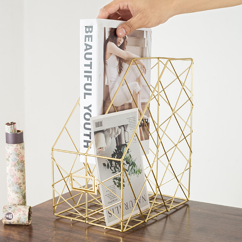 ins简约铁艺办公桌书架办公文件夹架桌面置物学生资料书本收纳盒