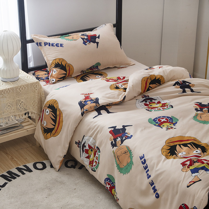 单人宿舍三件套被套学生寝室宿舍上下铺床单学校蓝绿格子床上用品