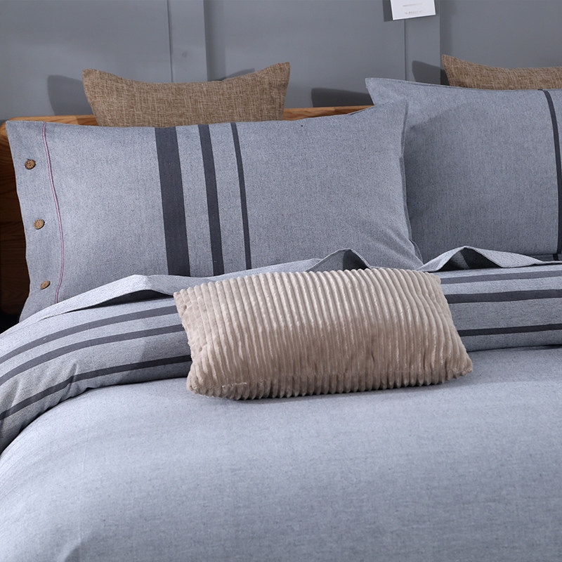 纯棉老粗布四件套简约全棉加厚单双人1.5m1.8m床上用品