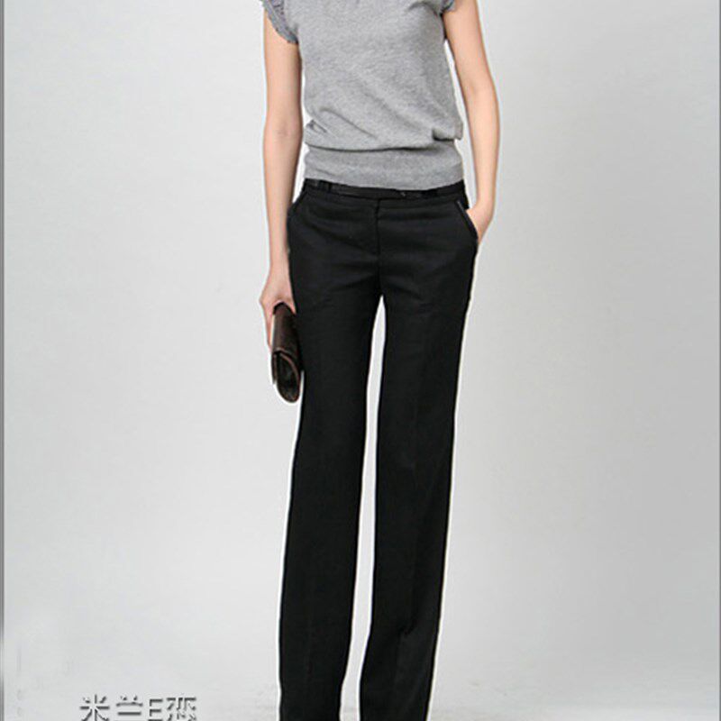 夏款薄料西装裤女正装裤显瘦修身小直筒裤OL长裤职业工装裤子大码