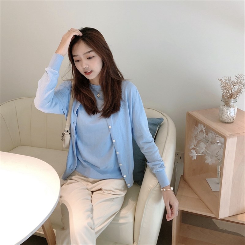 针织开衫外套女2024春秋季新款粉色上衣高级感薄款二件套