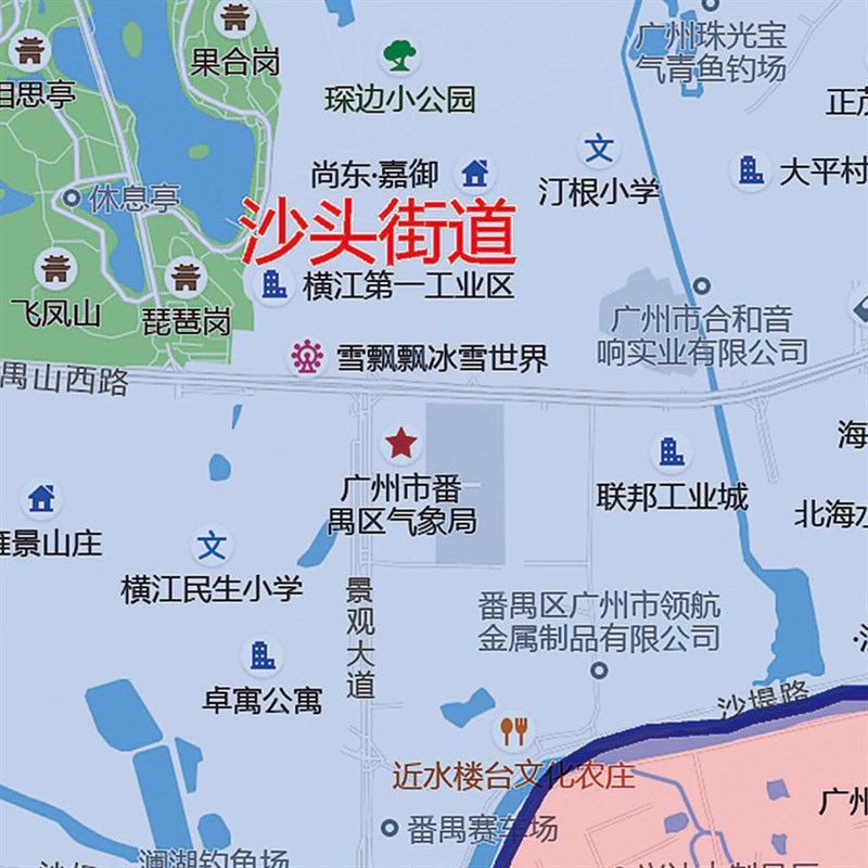 2024新款广州市番禺区地图贴图办公室挂图高清防水装饰画