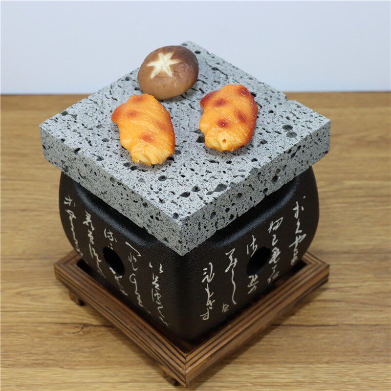 创意火山岩烧盘西餐牛扒火山石烤盘高温石板盘石板烧牛排小型烤炉