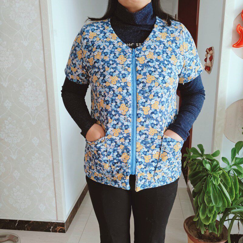 纯棉花手工棉衣女士保暖妈妈装居家服冬季中老年短袖马甲带袖背心