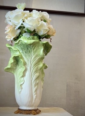 方亚陶瓷金玉满堂白菜中式密封罐精致手绘瓷装饰花瓶家居摆件礼品