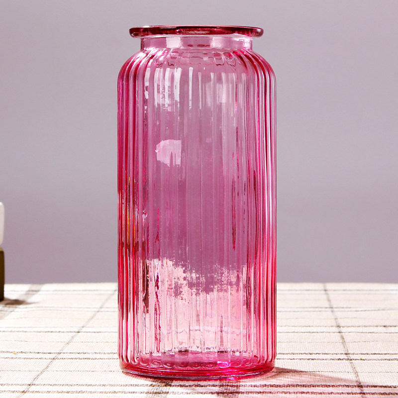 透明彩色竖纹欧式花瓶大中小号水培花瓶玻璃插花瓶客厅家居摆件瓶,家居饰品,花瓶,淘宝优惠券,粉丝福利购,淘宝优惠卷
