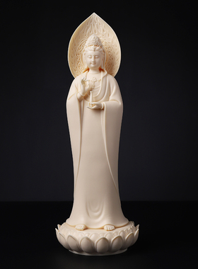 戴玉堂立莲观音佛像地藏菩萨西方婆娑三圣如来佛阿弥陀佛陶瓷摆件