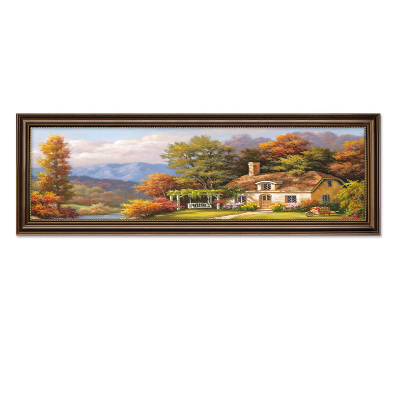 美式卧室床头挂画高级感主卧背景墙布置复古油画风景客厅壁画2026