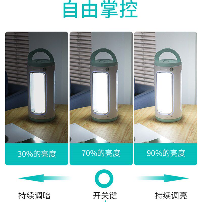 康铭LED应急灯家用USB充电式停电备用手电筒露营挂灯帐篷灯探照灯