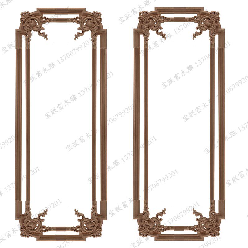 东阳木雕实木角花背景墙欧式法式轻奢风柜门客厅护墙板装饰接线花