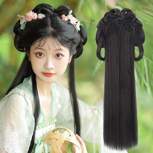 古装新年头饰汉服假发一体式发包古风假发髻盘发明制后脑勺垫发包