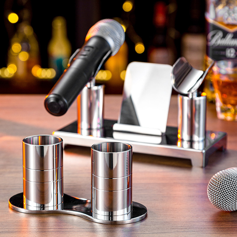 酒吧ktv专用不锈钢话筒架座桌面台式创意无线麦克风麦架咪架 防摔