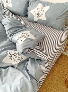 包邮!老客户碧入款 不起球不掉色精梳棉床上用品四件套21440水洗