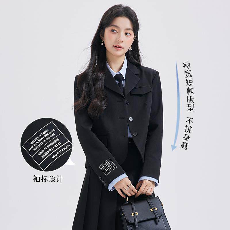 达佳诗黑色西装外套女大学生面试答辩正式场合西服套装职业正装