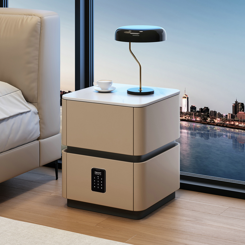 现代简约床头柜卧室家用收纳实木储物柜小尺寸30cm床边柜带密码锁