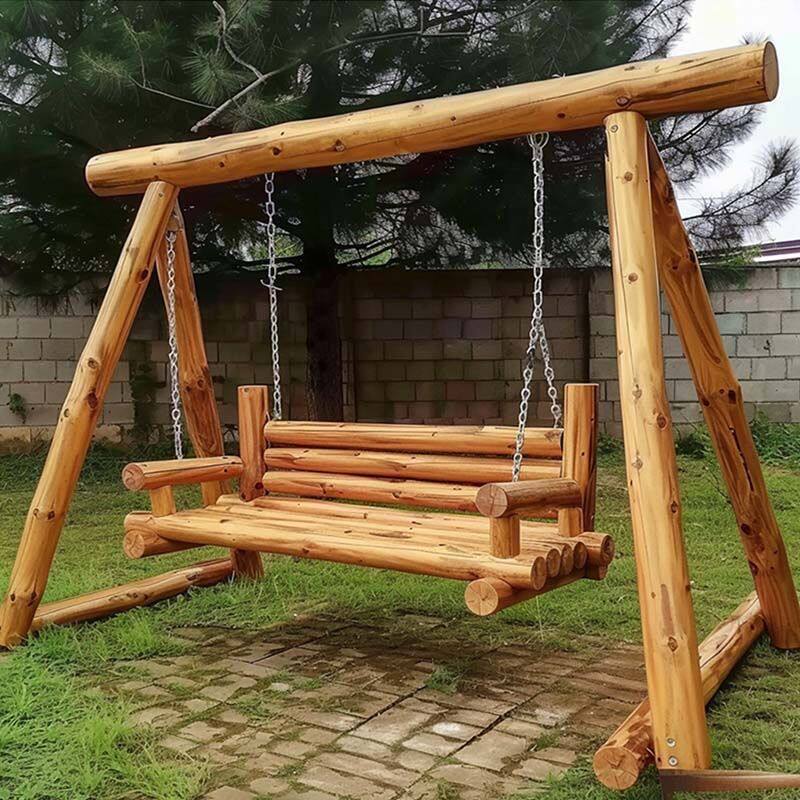 实木防腐木户外大型秋千架庭院秋千吊椅景区打卡秋千花园休闲摇椅