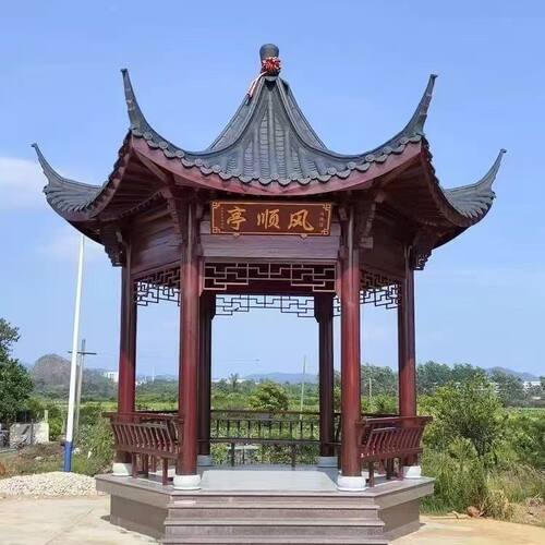 庭院仿古防腐木双层凉亭