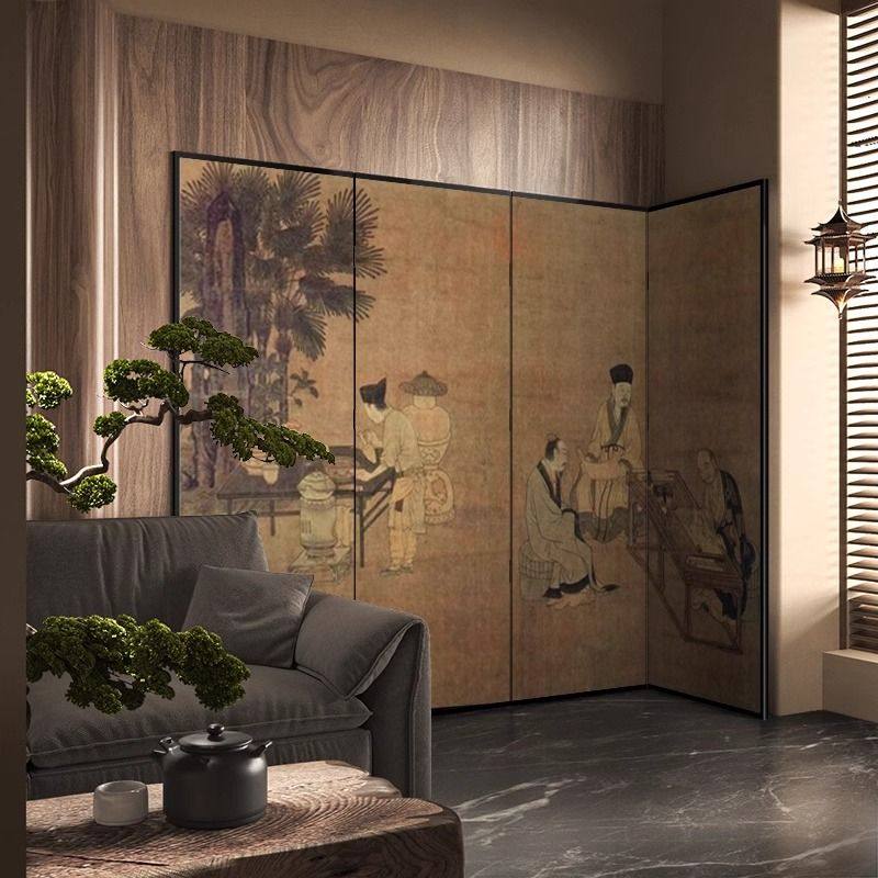 撵茶图》宋氏美学中式古典屏风隔断玄关茶室背景墙客厅办公室折屏,住宅家具,座屏,淘宝优惠券,粉丝福利购,淘宝优惠卷
