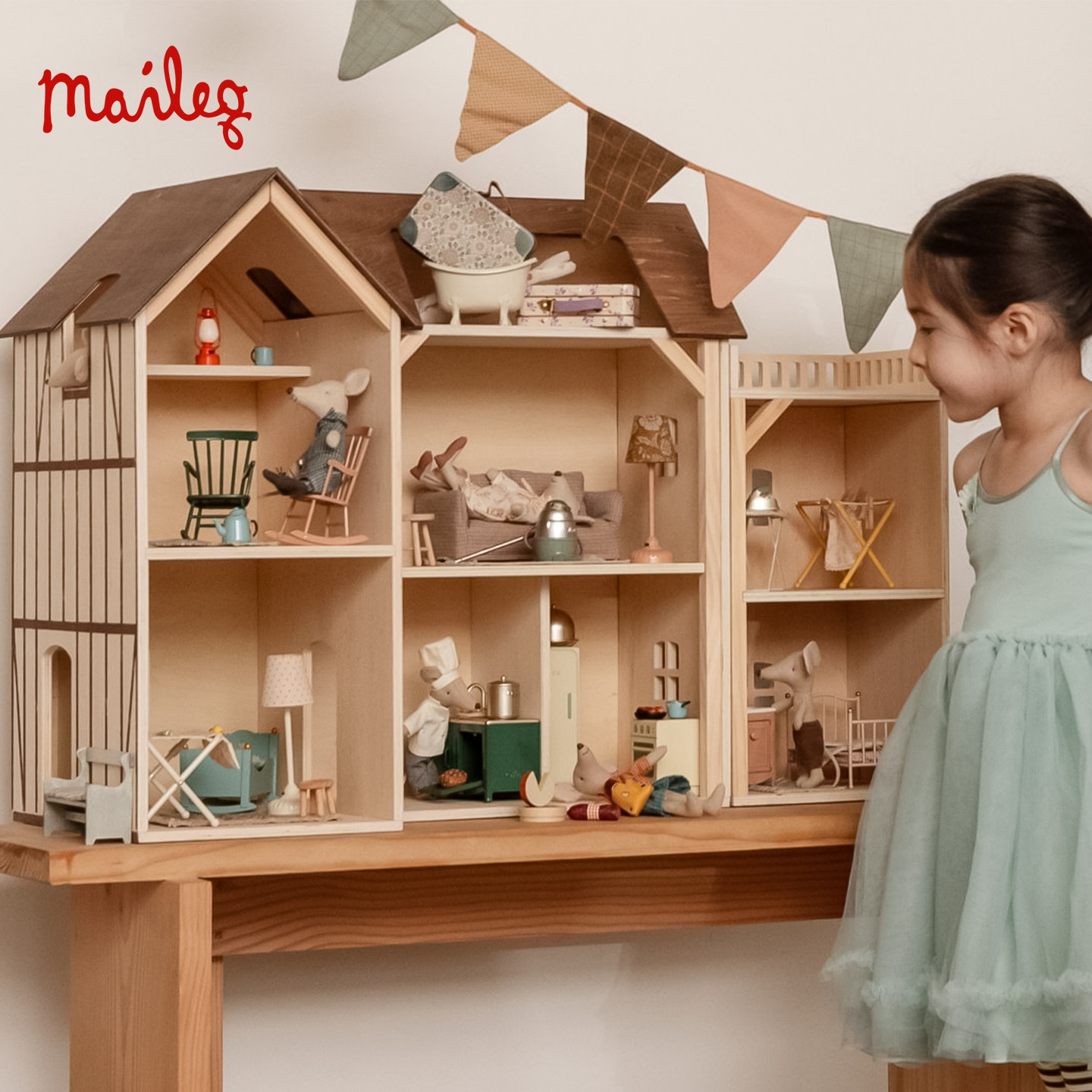 丹麦Maileg迷你客厅与主卧家具沙发套装北欧风童话过家家玩具礼物