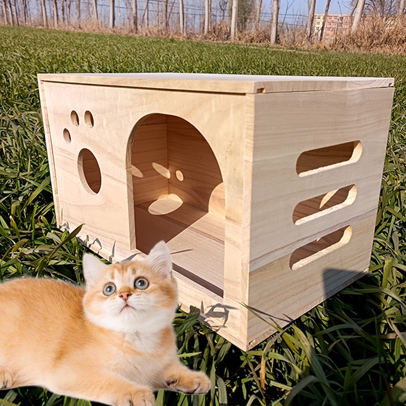 热销木制猫窝实木猫咪房子狗狗窝大型窝豪华猫窝窝泰迪小型犬舍环