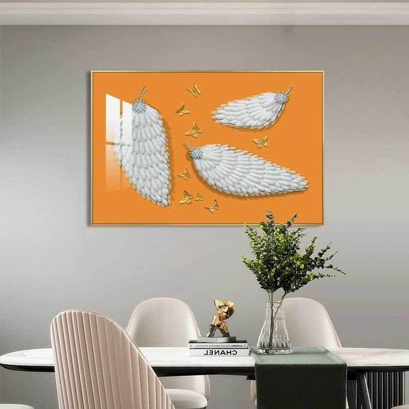 热销电表箱装饰画现代轻奢羽毛晶瓷网络盒遮挡箱可配电箱挂画横款