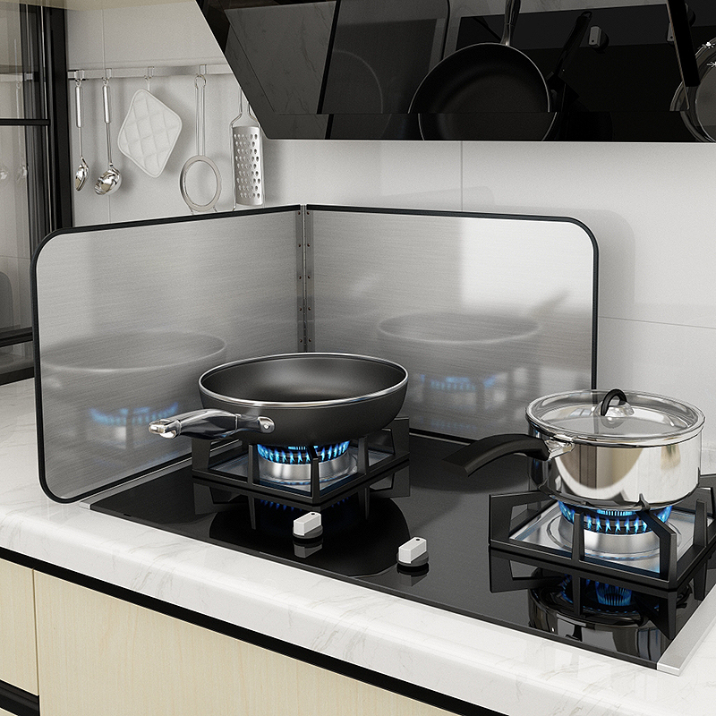 热销挡油板厨房灶台挡板不锈钢防溅家用加厚大号耐高温防油隔热油