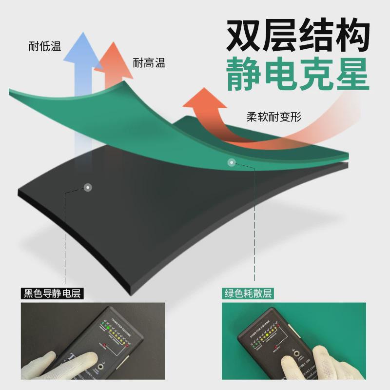 热销抗静电绿色防静电橡胶板2/3/5mm防静电胶皮防静电台垫