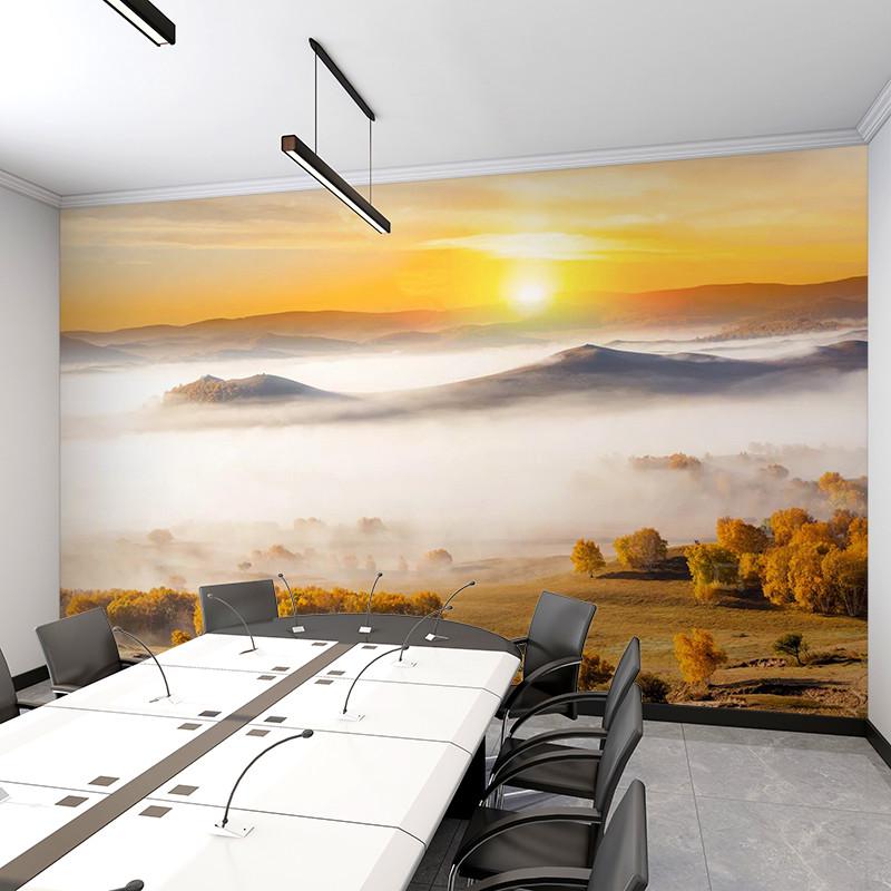 热销电视背景墙纸3D大树林自然风景壁纸5d立体简约茶室酒店墙布8D