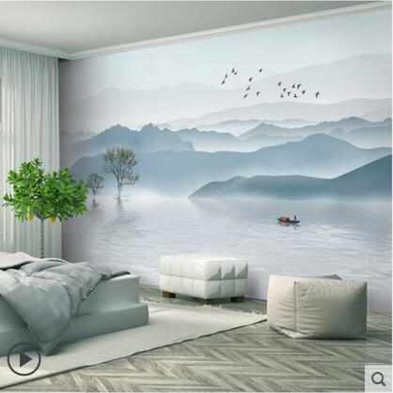 热销新中式电视背景墙壁纸家用8D立体墙纸现代简约客厅5D自粘影视
