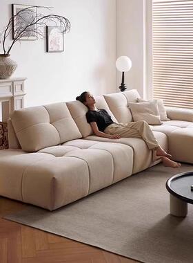 新款像素沙发客厅沙发转角豆腐块奶油风可调节移动靠背雪尼尔沙发