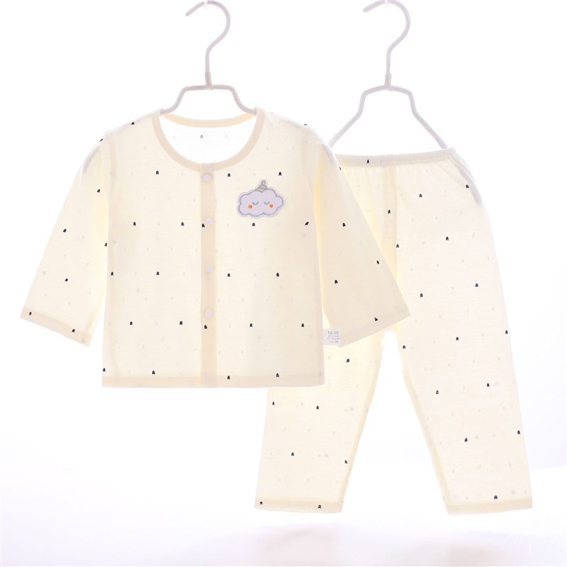 婴儿衣服c夏季薄款男女宝宝3-9月1-2岁纯棉长袖分体套装儿童空调