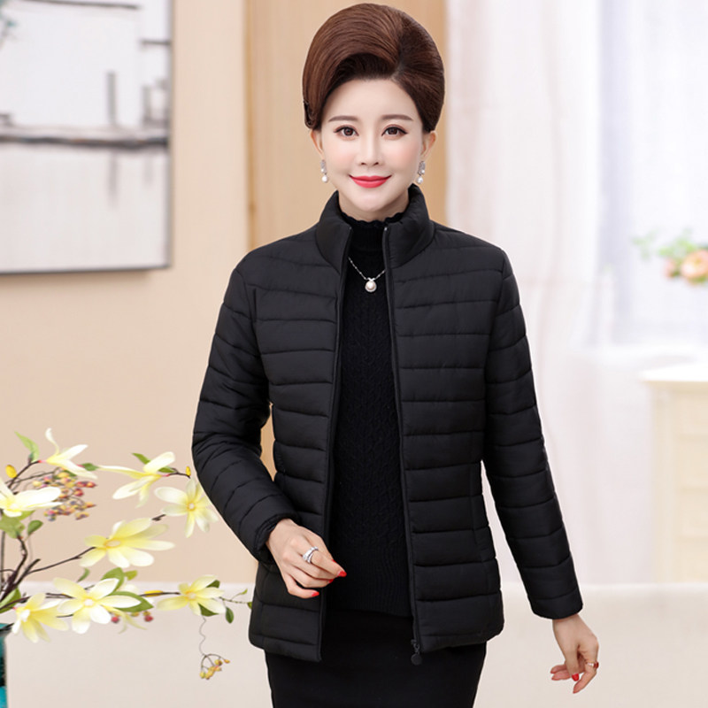 妈妈小棉衣短款中老年女轻薄棉袄小个子立居家领羽绒棉服冬季外穿