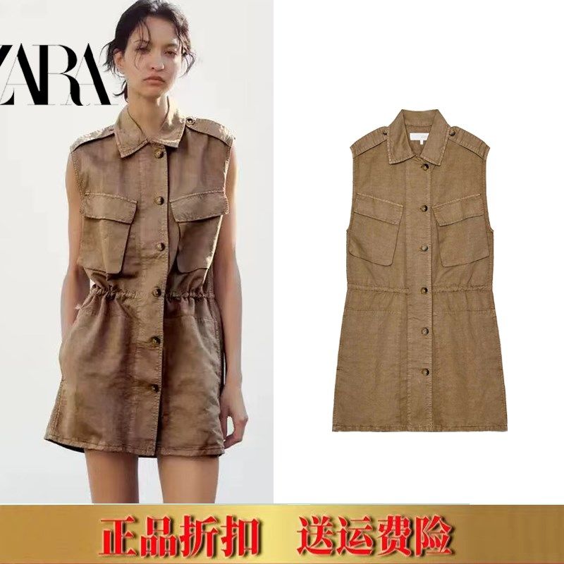 2025夏季新品 女装 口袋饰无袖翻领短连衣裙 8197085 707,女装/女士精品,连衣裙,淘宝优惠券,粉丝福利购,淘宝优惠卷