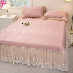 新款 凉席冰丝席凉感软席子可机洗空调席防滑 冰豆豆三件套床裙款