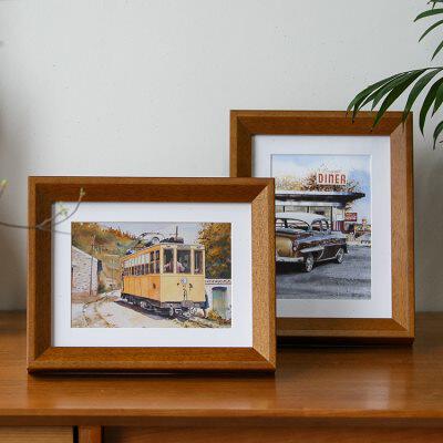 实木木质相框桌面摆台摆件6六78 10十12寸七a4洗照片做成相框挂墙