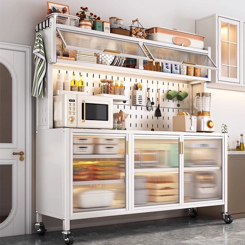 厨房加长餐边柜置物架落地加宽多层微波炉多功能收纳柜橱柜储物柜