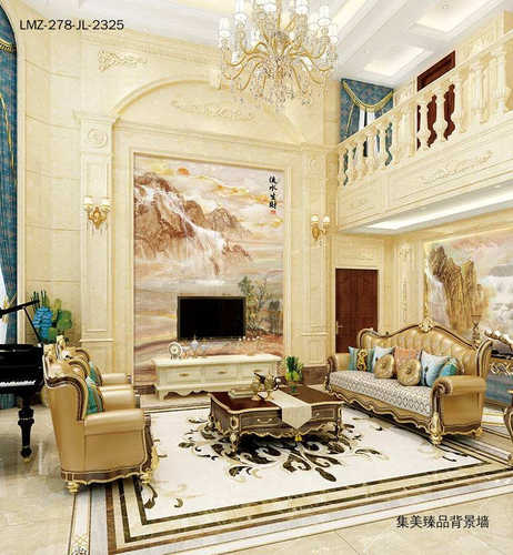 别墅全屋定制大理石材背r景墙装修酒柜餐厅客厅玄关极简约大气现