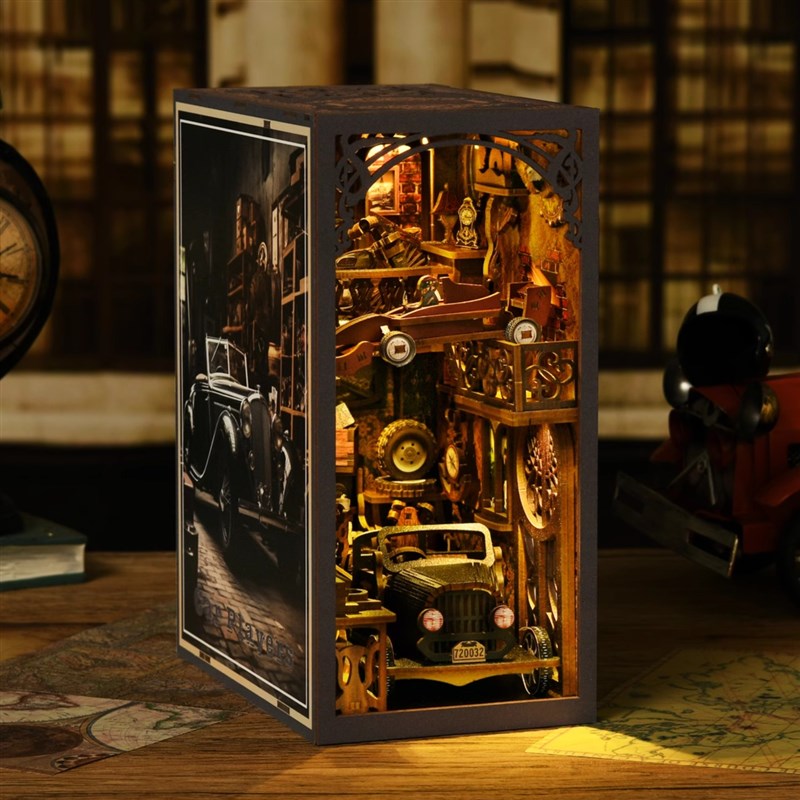 汽车博物馆diy小屋汽车模型手工小房子车模迷你木质拼装儿童礼物
