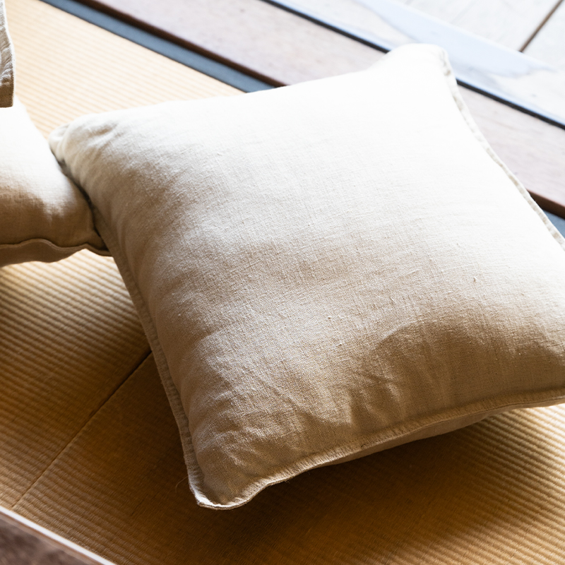 本原亚麻布艺  加厚纯亚麻抱枕45x45cm含芯 茶室客厅侘寂风靠枕
