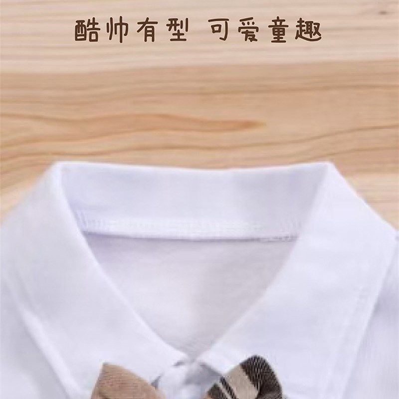 婴儿背带裤分体套装夏季满月百天宝宝百岁宴周岁0-6个月9超萌哈衣