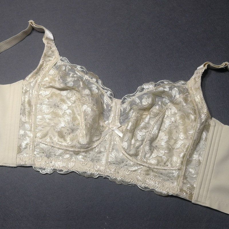 大胸显小文胸超薄无海绵无钢圈全罩杯透气夏季大码女士内衣宽肩带