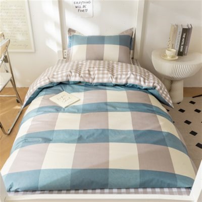 简约100%纯棉学生宿舍三件套单人全棉被套床单上下铺1.2m床上用品