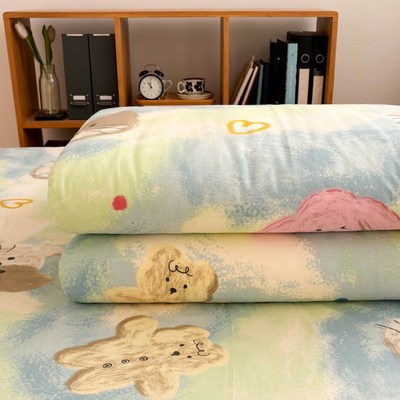 漫画动物纯棉被套单件100全棉150x200x230cm床单被罩1.5m单人被单
