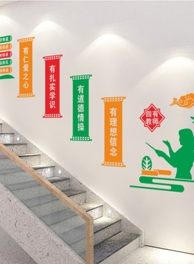 学校教师品德文化墙贴楼梯墙壁装饰四有老师树师表扬师风校园布置
