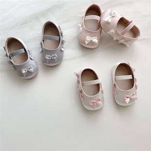 婴儿鞋子春夏季软底学步鞋女宝宝B可爱蝴蝶结鞋子百天周岁宴公主