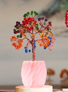 水晶摇钱树摆件招财发财家居客厅玄关酒柜办公桌饰品乔迁新居礼品