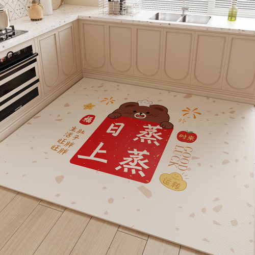 蒸蒸日上厨房地垫防滑防油防水皮革可擦H免洗pvc耐脏脚垫家用地毯